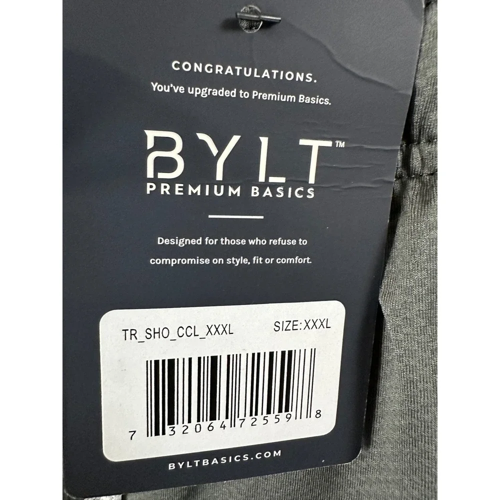 BYLT Premium‎ Basics Training Shorts Mens 3XL Charcoal Grey 2-in-1 Liner NEW